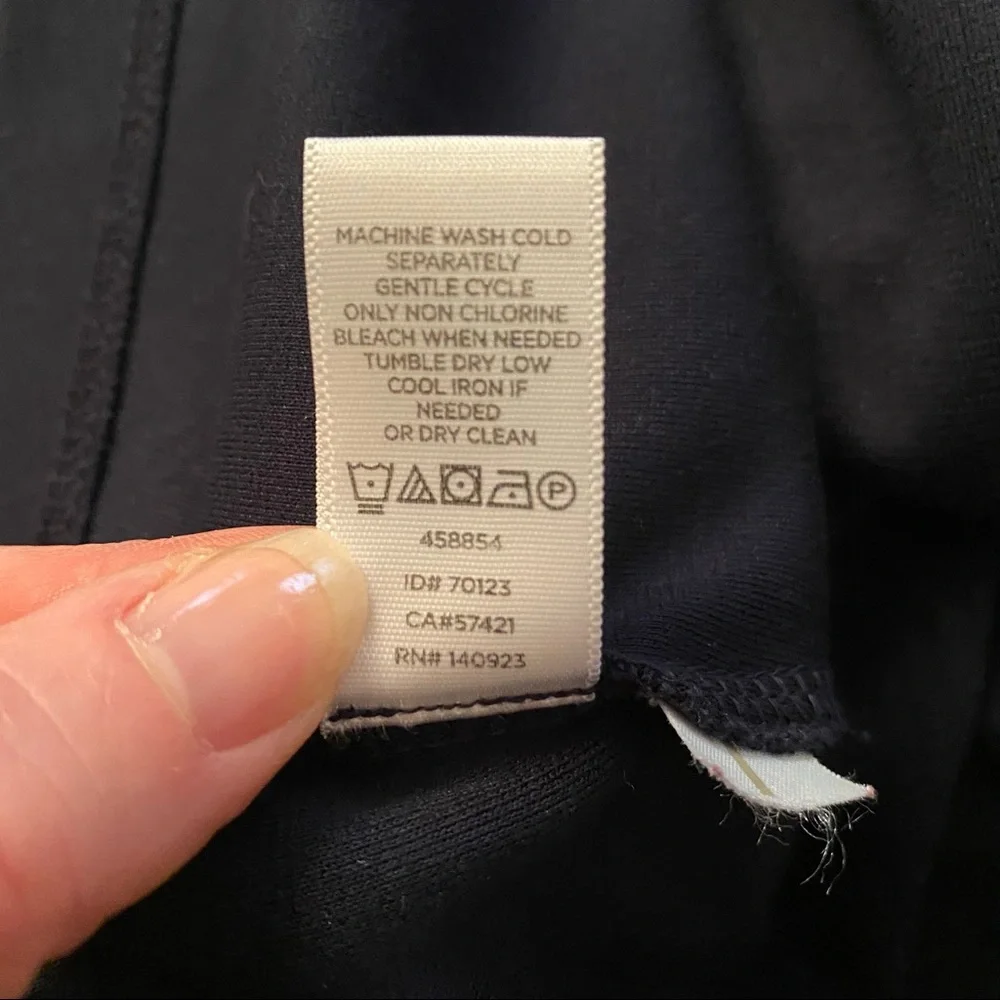 Loft navy dress with puffy sleeves and tie belt XXSP - Picture 6 of 7